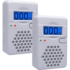 Carbon Monoxide Detector 2Pack,CO Gas Monitor Alarm Detector,CO Sensor with LED Digital Display for Home,Depot,Battery Powered(Batteries NOT Included)