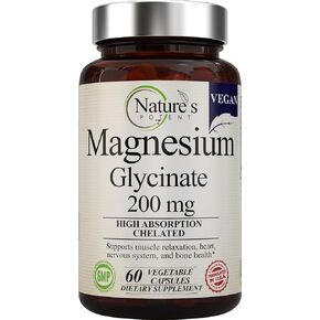 Nature's Potent Magnesium Glycinate 200mg, (High Absorption) Vegan Magnesium Glycinate Capsules Supplement for Women & Men - Chelated Magnesium Glycinate for Sleep - Magnesium for Muscle Cramps - 60ct