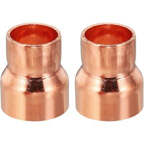 PATIKIL 1" to 3/4" ID Copper Reducer, 2pcs 99.9% Pure Copper Reducing Coupling Pressure Fitting Pipe Tube Connector Adapter with Sweat Solder Connection