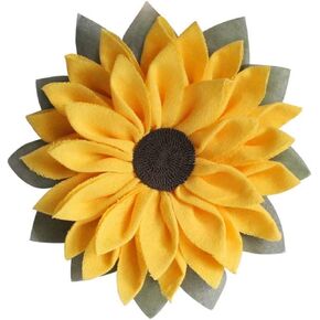 15'' Poly Burlap Sunflower Wreath Artificial Yellow Sunflower Spring Summer Wreath Front Door Wreath for Indoor Outdoor Home Office Wall Wedding Holiday Decoration