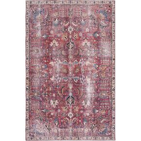 Safavieh Tucson Collection Area Rug - 8' x 10', Red & Beige, Persian Distressed Design, Non-Shedding Machine Washable & Slip Resistant Ideal for High Traffic Areas in Living Room, Bedroom (TSN174Q)