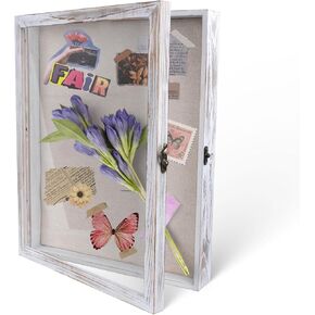 Shadow Box Frame 13x16, Graduation Shadow Box with Glass Window and Metal Lock, White Shadow Box, Wall Display Case, Large Shadow Boxes Display Cases (13*16)