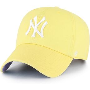 47 New York Yankees Ballpark Clean Up Dad Hat Baseball Cap, Maize Yellow, White, Lavender
