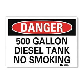 "Danger - 500 Gallon Diesel Tank, No Smoking" Label By SmartSign | 10" x 14" 3M Reflective Laminated Vinyl