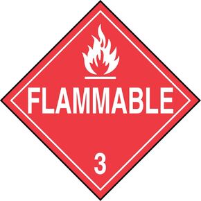 Accuform MPL301VP1 Plastic Hazard Class 3 DOT Placard, "Flammable 3" with Graphic, 10-3/4" Width x 10-3/4" Length, White on Red