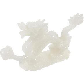 EXCEART Resin Dragon Statue Chinese Dragon Figurine 2024 Feng Shui Ornament Dragon Statue Attract Wealth and Good Luck for Office Home Decoration White Dragon Figurine