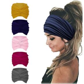 SWEAT HEADBAND WOMEN 5PACK (Cream,L.Grey,Brown,Blue,Black)
