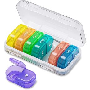 Weekly Pill Organizer, AM PM Pill Organizer 7 Days 2 Times a Day, 14 Days Detachable Pill Case, Moisture Proof Large Travel Pill Box for Vitamins Fish Oils (Black + White)
