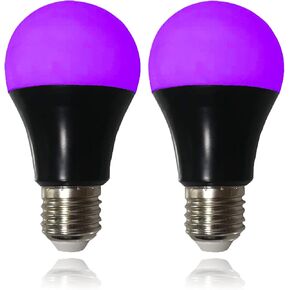 CICINY UV LED Black Light Bulbs 2 Pack, A19 E26 8W Blacklight Bulb for Glow in The Dark, UVA Level 385-400nm, Blacklight light bulbs for Parties Body Paint Fluorescent Poster Pet Stains