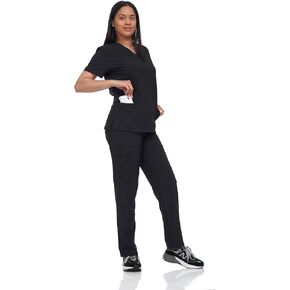 V Neck Unisex Scrub Set, Top and Pants Lightweight Stretch Fabric for Home Attendant and Nurse Uniform