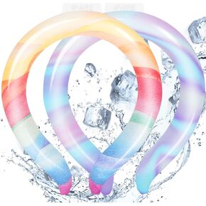 Neck Cooling Tube - Wearable Ice Ring Neck Cooler for Summer Heat, Reusable Cooling Neck Wraps for Hot Weather | Cooling Ring Around Neck for Outdoor Sports, Workers.​​ Relief for Hot Flashes. 2pack