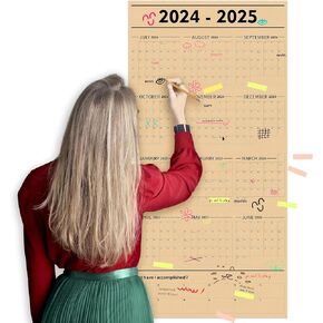 GuassLee Large Yearly Wall Calendar 2024-2025, Full Year Calendar One Page, Jul 2024- Jun 2025, Annual Wall Calendar 2024, 24"X 48" Wall Calendar 2024-2025 Large with Foam Stickers