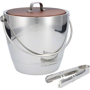 Crafthouse By Fortessa Round Ice Bucket with Tongs Classic Collection, 2 Piece Set