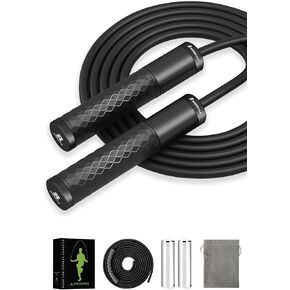Weighted Jump Rope for Men, Women (1.5LB) - Alloy Steel Handles, Speed Skipping Rope for adults, Gym,Indoor/Outdoor - Fitness, Workout, Boxing - Solid PVC & Cotton Rope