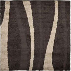 SAFAVIEH Florida Shag Collection Area Rug - 6' x 9', Dark Brown & Beige, Stripe Design, Non-Shedding & Easy Care, 1.2-inch Thick Ideal for High Traffic Areas in Living Room, Bedroom (SG451-2813)