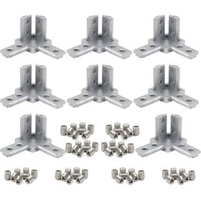 8Pcs 10 Series Aluminum Extrusion Profile Tri Bracket 3-Way End Corner Right Angle 1" x 1" 1 Inch Connector with Screws for 1010 Extruded Aluminium Esquina Profil