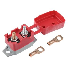 X AUTOHAUX 1 Set 12-24V 5A Automatic Reset Circuit Breaker with Red Cover Stud Bolt Wire Lugs Kit for Car Truck Bus Boat