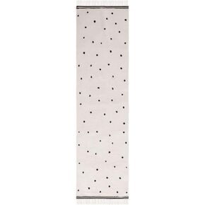 SAFAVIEH Easy Care Collection Runner Rug - 2'3" x 9', Ivory & Black, Handmade Machine Polka Dot Tassel, Machine Washable Ideal for High Traffic Areas in Living Room, Bedroom (ECR212Z)