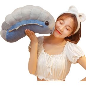 ELAINREN Ultra-Soft Blue Pill Bug Plush Pillow Lifelike Insect Stuffed Animals Toy Cute Fluffy Insect Isopod Plushie Doll Gifts/19.6''