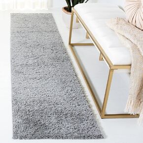 SAFAVIEH August Shag Collection Runner Rug - 2' x 8', Grey, Solid Design, Non-Shedding & Easy Care, 1.25-inch Thick Ideal for High Traffic Areas in Living Room, Bedroom (AUG522G)