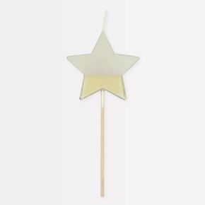 Meri Meri Gold Dipped Star Birthday Candles for Cake (Pack of 16), 5.2" Tall, Unscented Meri Meri Candles, Gold Birthday Candles