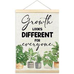 TLESKE Mental Health Poster Hanger Frame for Therapy Counseling Office, Motivational Inspirational Wall Art Decor for Classroom Nursery, Growth Looks Different for Everyone Canvas Poster Print 12x16in