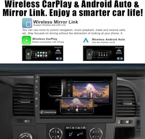 8 Core 2+32G Car Stereo for Chevy Chevrolet Silverado Tahoe Equinox GMC Sierra YukonAndroid 12 with Wireless CarPlay Android Auto, 10.1 inch IPS Touchscreen Car Radio with Backup Camera, AM/FM/RDS in Saudi Arabia