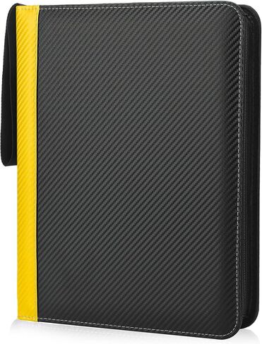 9 Pockets Trading Card Binder with Sleeves Card Organizer, 900 Double Sided Pocket PU Card Collection Binder, Baseball Binder,for Sports Card, MTG, TCG Yugioh Card (Yellow) in Saudi Arabia