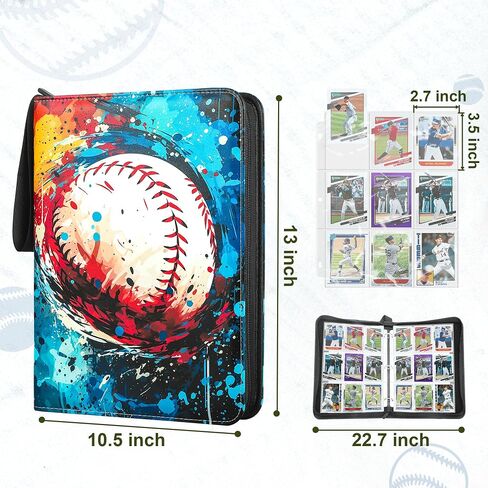 9 Pockets Trading Card Binder with Sleeves Card Organizer, 900 Double Sided Pocket PU Card Collection Binder, Baseball Binder,for Sports Card, MTG, TCG Yugioh Card (Yellow) in Saudi Arabia