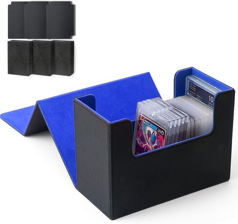 Graded Card Storage Box, BGS PSA Slab Case for Graded Cards, PU Leather Graded Card Case Card Holder for Trading Cards & Sports Cards, Toploader Storage Box for 3" x 4" Rigid Card -Black&Red in Saudi Arabia