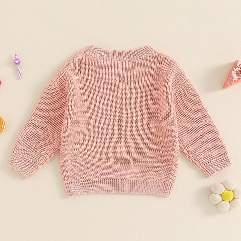 سترة متماسكة للرضع والبنات لعيد الميلاد الأول مطرزة بأكمام طويلة، بلوفر علوي، ملابس عيد ميلادي الأول in Kuwait