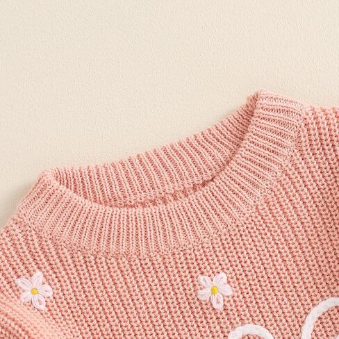 سترة متماسكة للرضع والبنات لعيد الميلاد الأول مطرزة بأكمام طويلة، بلوفر علوي، ملابس عيد ميلادي الأول in Kuwait