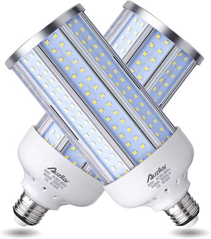 2 حزمة (ما يعادل 500 واط) لمبة إضاءة الذرة LED 60 وات 6000 لومن 6500 ك مساحة كبيرة ضوء نهاري أبيض E26/E27 قاعدة متوسطة للمرآب الداخلي والمستودعات وورشة عمل المصنع والشارع الخلفي AC 85V-265V in Saudi Arabia