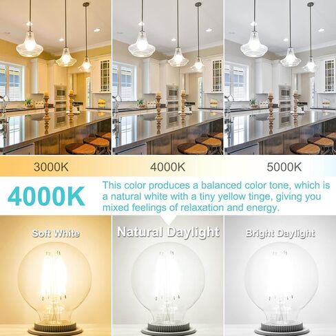 8-Pack G25 LED Globe Light Bulbs 3000K Soft White, Vintage E26 Base Edison Light Bulbs 60W Equivalent, 6W Round Light Bulbs with Filament for Bathroom Vanity, Clear Glass, 600LM, Non-dimmable in Saudi Arabia