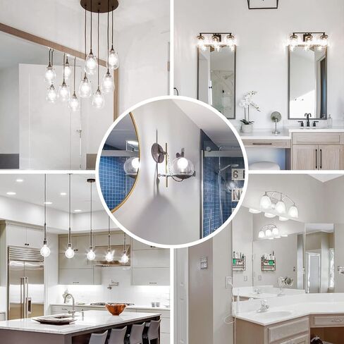 8-Pack G25 LED Globe Light Bulbs 3000K Soft White, Vintage E26 Base Edison Light Bulbs 60W Equivalent, 6W Round Light Bulbs with Filament for Bathroom Vanity, Clear Glass, 600LM, Non-dimmable in Saudi Arabia