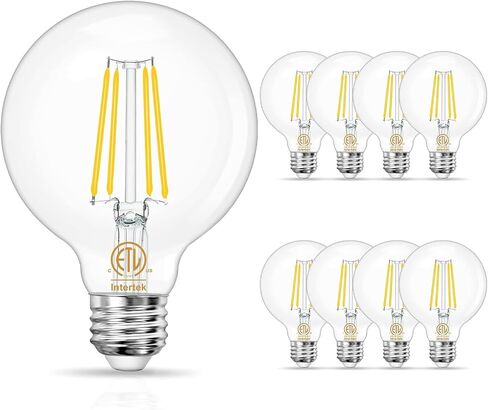 8-Pack G25 LED Globe Light Bulbs 3000K Soft White, Vintage E26 Base Edison Light Bulbs 60W Equivalent, 6W Round Light Bulbs with Filament for Bathroom Vanity, Clear Glass, 600LM, Non-dimmable in Saudi Arabia