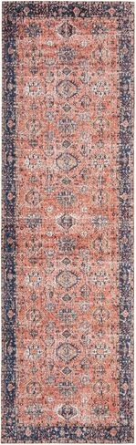 سجادة SAFAVIEH Classic Collection Runner - 2'3" x 6'، الصدأ والبحري، تصميم قطني شرقي متعثر، رعاية سهلة، مثالية للمناطق ذات حركة المرور العالية في غرفة المعيشة وغرفة النوم (CLV305P) in Saudi Arabia