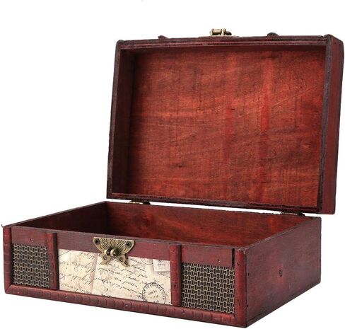 FTVOGUE Vintage Wooden Storage Box Small Size Book Jewelry Storing Storage Organizer Treasure Chest Home Decor(#3: Stamp) in Saudi Arabia