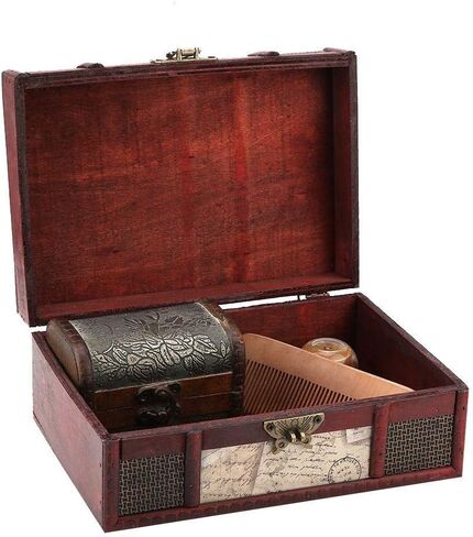 FTVOGUE Vintage Wooden Storage Box Small Size Book Jewelry Storing Storage Organizer Treasure Chest Home Decor(#3: Stamp) in Saudi Arabia