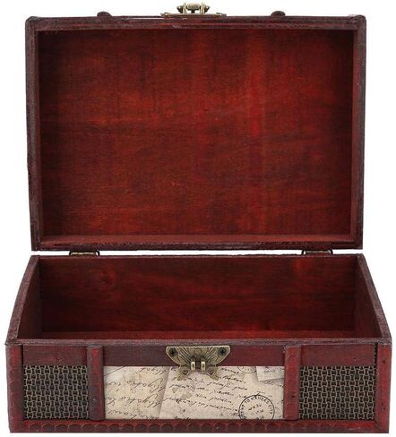 FTVOGUE Vintage Wooden Storage Box Small Size Book Jewelry Storing Storage Organizer Treasure Chest Home Decor(#3: Stamp) in Saudi Arabia
