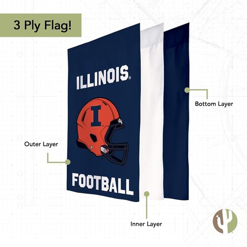Desert Cactus University of Illinois Garden Flag Fighting Illini U of I Banner 100% Polyester (Design G) in Saudi Arabia