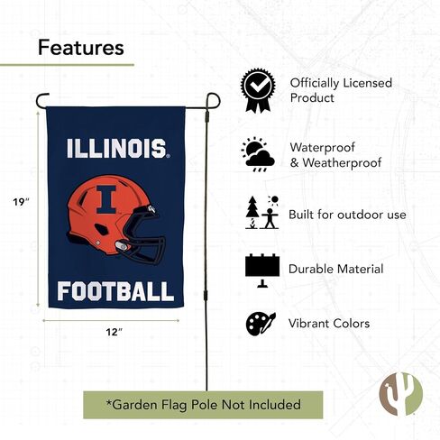 Desert Cactus University of Illinois Garden Flag Fighting Illini U of I Banner 100% Polyester (Design G) in Saudi Arabia