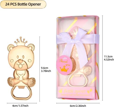 24 Packs Baby Shower Favors for Guests Bulk Cute Baby Bear Shape Bottle Opener with Gift Boxes for Baby Boy or Girl Party Souvenirs or Decorations (Pink box) in Saudi Arabia