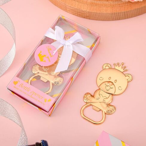 24 Packs Baby Shower Favors for Guests Bulk Cute Baby Bear Shape Bottle Opener with Gift Boxes for Baby Boy or Girl Party Souvenirs or Decorations (Pink box) in Saudi Arabia