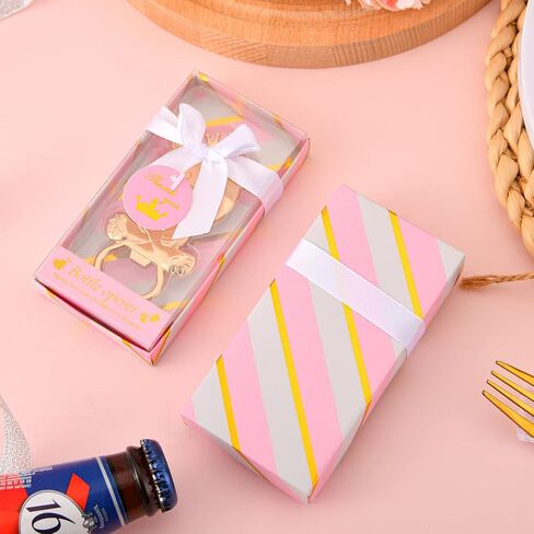 24 Packs Baby Shower Favors for Guests Bulk Cute Baby Bear Shape Bottle Opener with Gift Boxes for Baby Boy or Girl Party Souvenirs or Decorations (Pink box) in Saudi Arabia