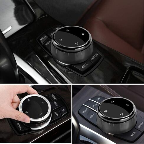 غطاء مقبض الوسائط المتعددة، غطاء أزرار الوسائط المتعددة الكبيرة الداخلية للسيارة BMW F10 F20 F30 لـ iDrive (أسود سيراميك) in Kuwait