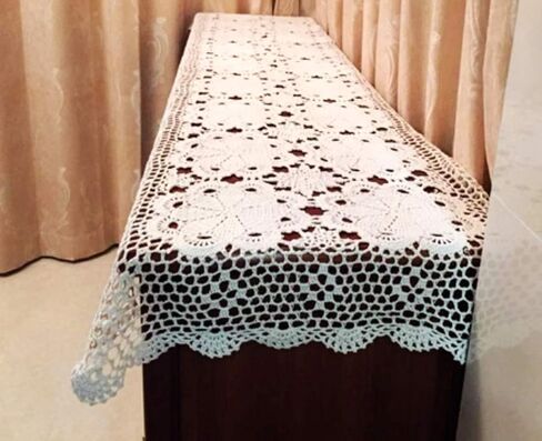 وشاح طاولة تزيين من الدانتيل الكروشيه مصنوع يدويًا من القطن مستطيل الشكل من Damanni، مقاس 60.96 سم × 78.7 سم، بيج in Saudi Arabia