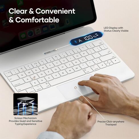 حافظة لوحة مفاتيح على الطراز السحري لجهاز iPad Air 11 بوصة (M2، 2024) وPro 11 بوصة (الجيل الرابع/الثالث/الثاني/الأول)، حافظة مع لوحة مفاتيح لجهاز iPad Air الجيل الخامس/الرابع، شحن خفيف، حامل مغناطيسي، اللمس المتعدد لوحة التتبع، أسود in Saudi Arabia