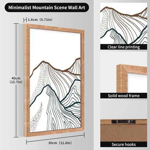 Rustic Minimalist Mountain Scene Wall Art,Set of 3 Wooden Frame Wall Decor Featuring Simple Mountain Shape For Bedroom Hallway and Living Room Decor (Colorful) in Saudi Arabia