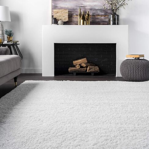 nuLOOM Gynel Solid 2x8 Runner Shag Rug for Living Room Bedroom Dining Room Nursery Entryway Hallway, Snow White in Saudi Arabia